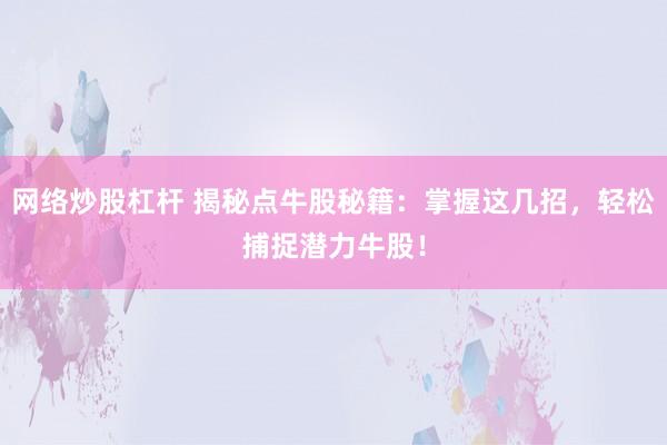 网络炒股杠杆 揭秘点牛股秘籍：掌握这几招，轻松捕捉潜力牛股！