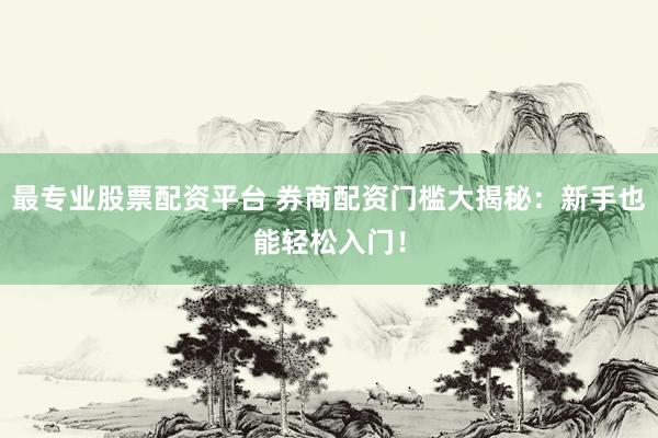 最专业股票配资平台 券商配资门槛大揭秘：新手也能轻松入门！