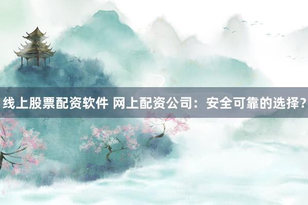 线上股票配资软件 网上配资公司：安全可靠的选择？