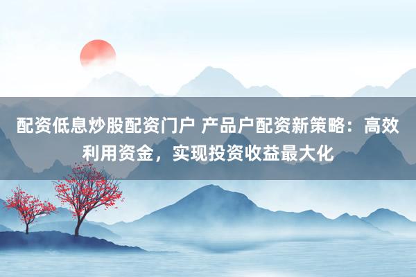 配资低息炒股配资门户 产品户配资新策略：高效利用资金，实现投资收益最大化