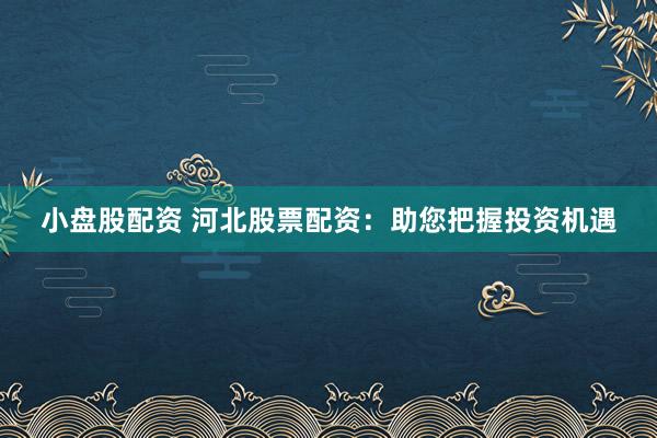 小盘股配资 河北股票配资：助您把握投资机遇