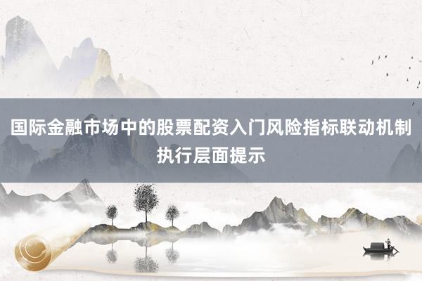 国际金融市场中的股票配资入门风险指标联动机制执行层面提示