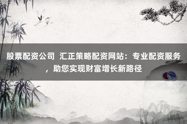 股票配资公司  汇正策略配资网站：专业配资服务，助您实现财富增长新路径